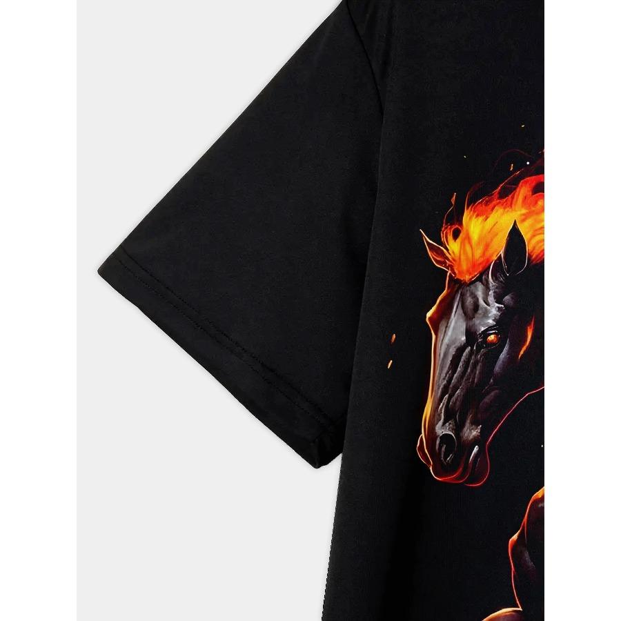 Dětská trička 3D Fire Horse Oblečení Chlapec Dětské tričko Dětské oblečení Chlapecké oblečení Topy Tričko s krátkým rukávem pro chlapce