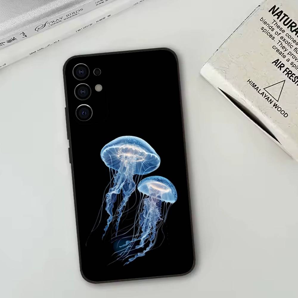 Jellyfish Oceanic   Phone Case Black Silicone Soft For Samsung S25,S24,S21,S22,S23,S30,Ultra,S20,Plus,Fe,Lite
