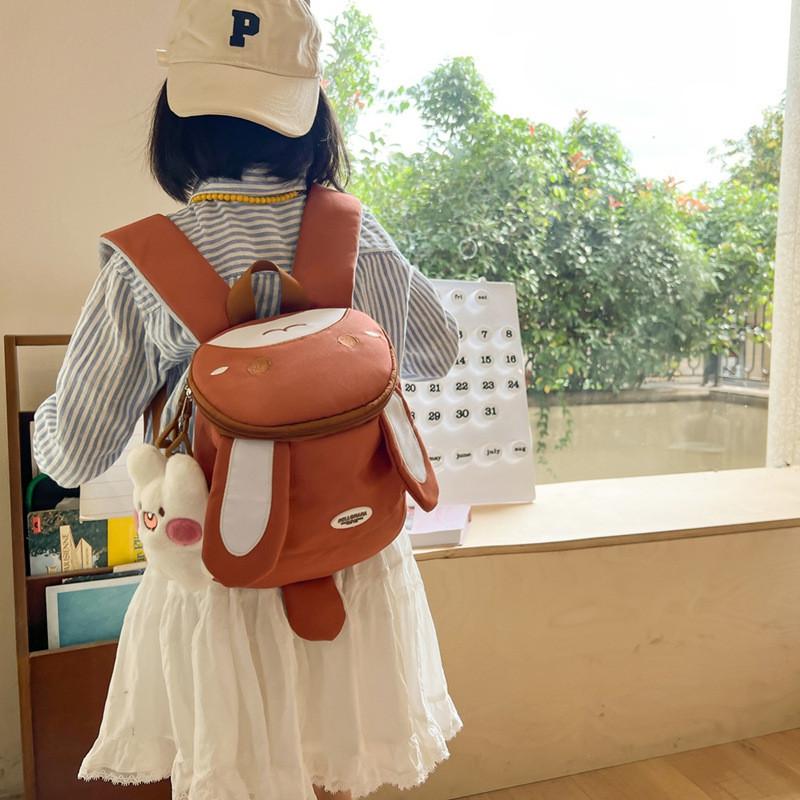 Cartoon Children Double Backpack For Kids With Nylon Material And Comfortable Curved Shoulder Straps For School Use