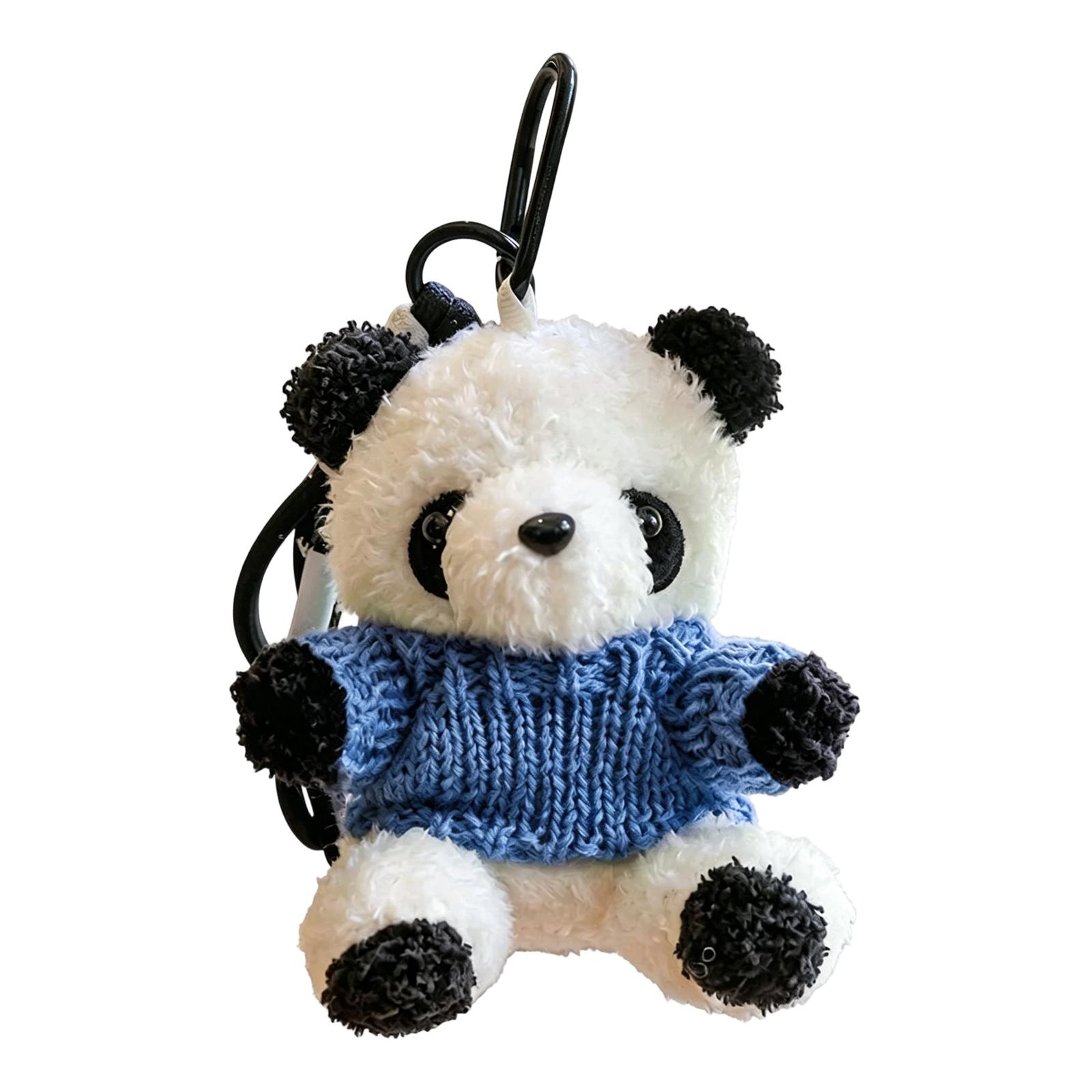 

Plush Stuffed Bear Keychain Soft Toy with Knit Sweater and Clip Attachment for Bag or Backpack Accessory and Decoration One Size синий