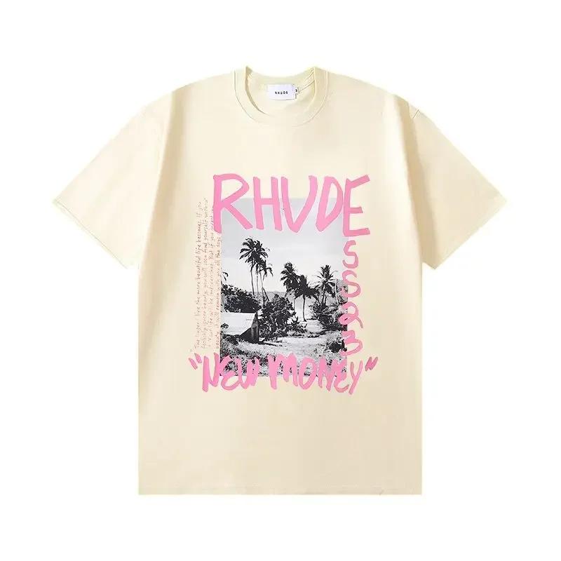 GUOYAN TOP Lente/Zomer Rhude T-shirt voor dames en heren, oversized model, T-shirt met korte mouwen, luxe merk heren T-shirts, Amerikaanse maten S-4XL 4XL