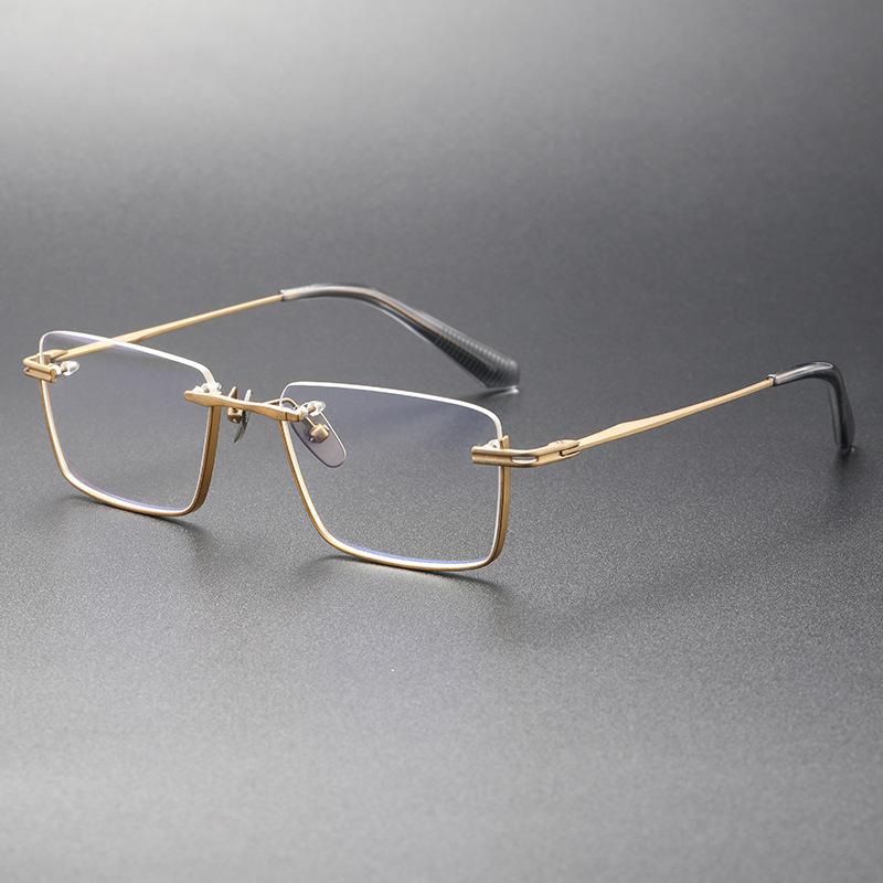Brand Reproduction Special Trendy Inverted Frame Design Pure Titanium Half-Rim Square Glasses Business Ultralight Big Half Frame