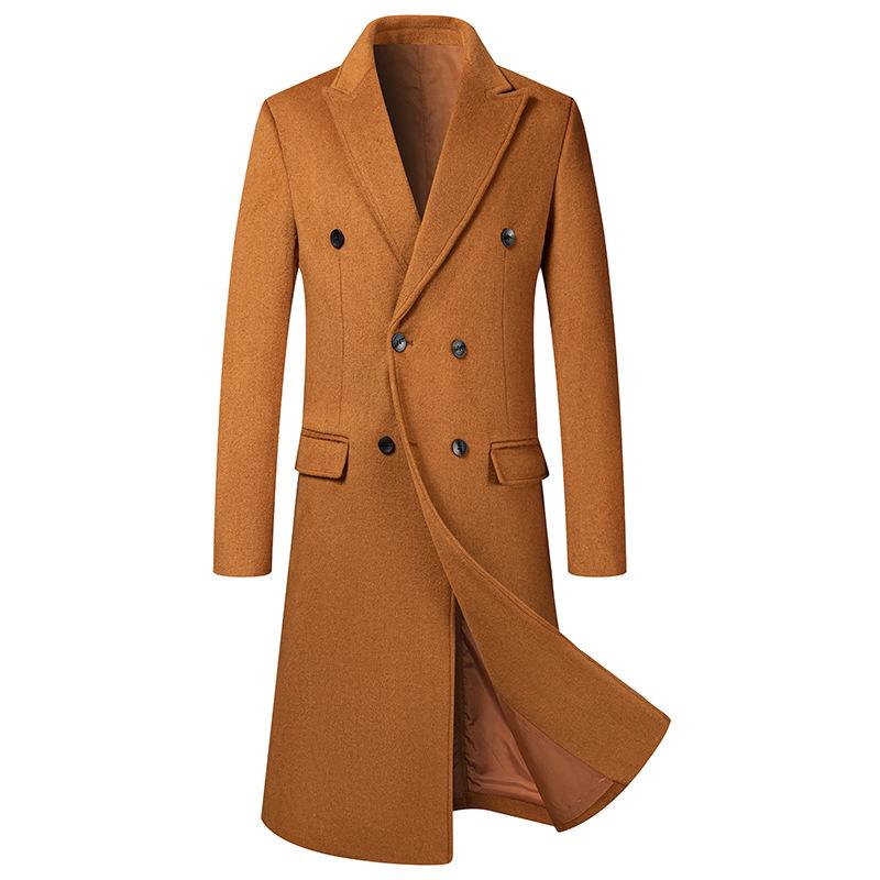 European Size Men's Long Wool Over-the-Knee Coat, Autumn/Winter