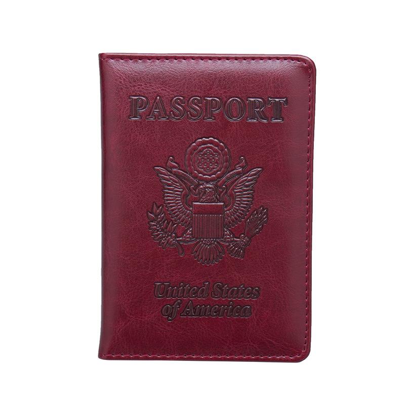 New US Passport Holder Leather Thin Passport Covers Golden Copper Corner Id Card Holder Plane Ticket Holder Travel Accessories