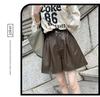 High Waist PU Leather Bootcut Shorts - Elastic, Plus Size, Wide Leg, Loose Fit, Black, Women’s Stylish Autumn/Winter Wear