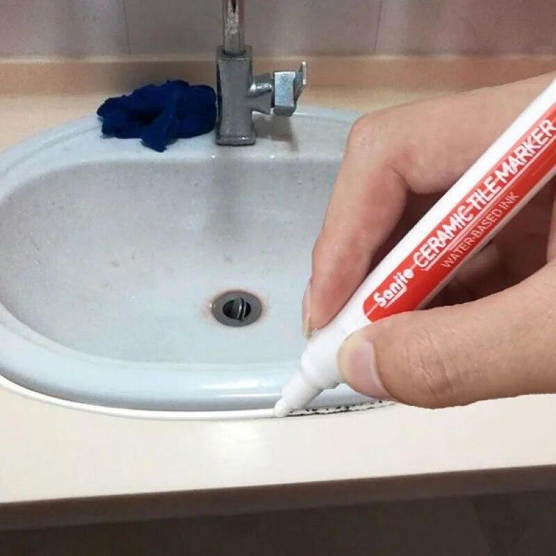 Vodotěsné bílé spárovací dlaždice Pen Wall Spárovací Restorer Mark, Keramické dlaždice Krásný šev, Kuchyň a koupelna Změna barvy ševů na stěně