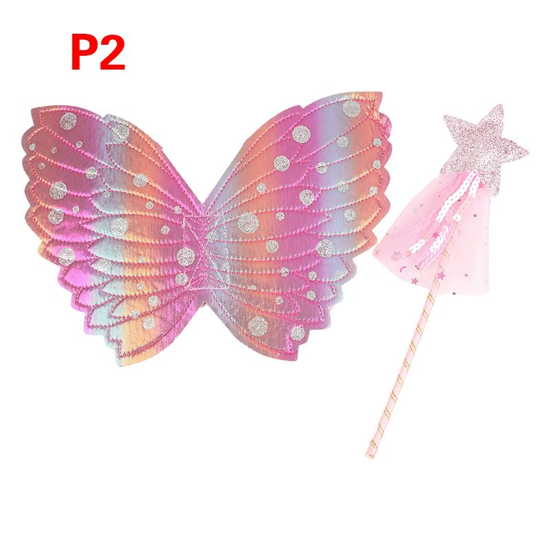 Children Beautiful Butterfly Angel Wings Girls Fairy Magic Wand Flower Fairy Performance Princess Birthday Party Dress Up Props
