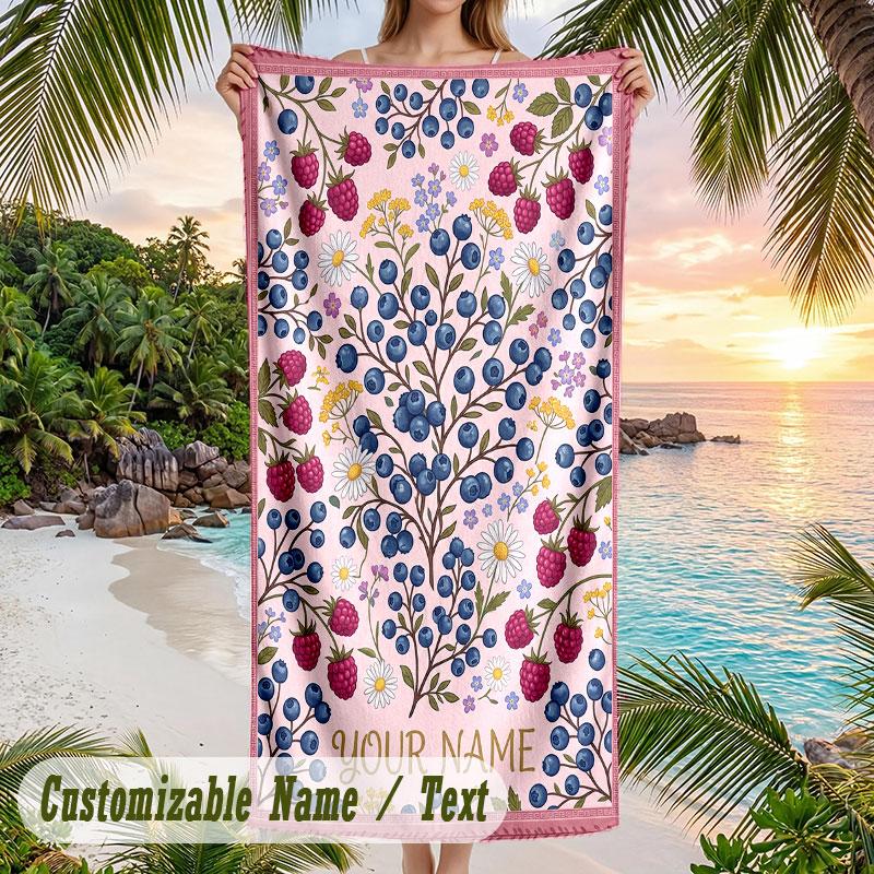 Rainbow Leopard 1 Theme Quick Dry Beach Towel Custom Name Text Print Large Sand Resistant Towel Beach Vacation
