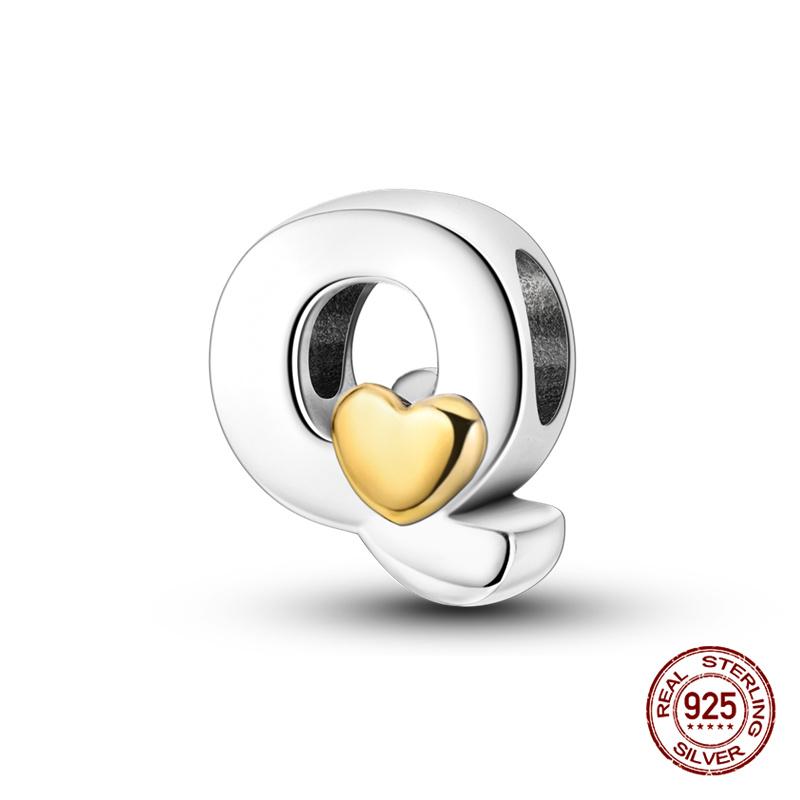 26 A- Z Alphabet Beads Copper Love Letter Charms Fits Original 3Mm Womans Bracelet Bangle Zircon Beads Diy Jewelry Gifts