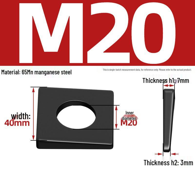 GB852 Blackened Square Bevel Washer for I-beam M6/M8/M20/M24/M30