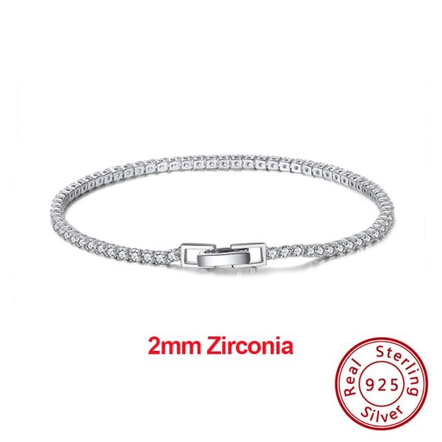 Authentic 925 Sterling Silver Tennis Bracelet Clear Cubic Zirconia Silver Bangle Girls Party Jewelry Hand Chain Sb61