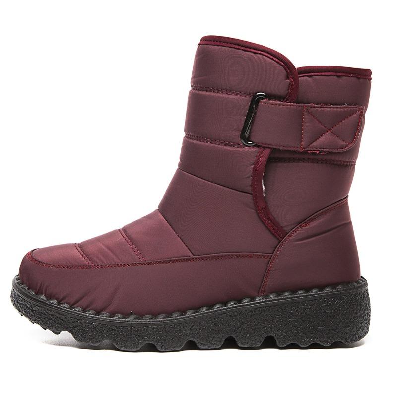 Medium Tube Warm Snow Boots Women's Velcro Outdoor Non-slip Waterproof Women's Boots Thickened Cotton Shoes