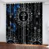 Graphic Sun Moon Starry Sky Printed Curtains, Rod Pocket Curtains Living Room Kitchen Office Decoration Curtains Home Decoration