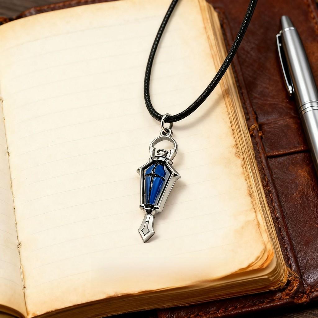 Lantern Decorative Necklace With Leather Cord For Dark Style Fashion Accessory