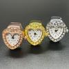 Fashion Elastic Finger Ring Watch Heart-shaped Golden Glitter Ring Watch Vintage Digital Watch Jewelry