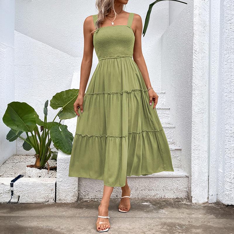 Amazon Foreign Trade Splicing Skirt Summer Cross-border Women's Clothing Europe and the United States Popular To Win Suspender Sleeveless Dress
