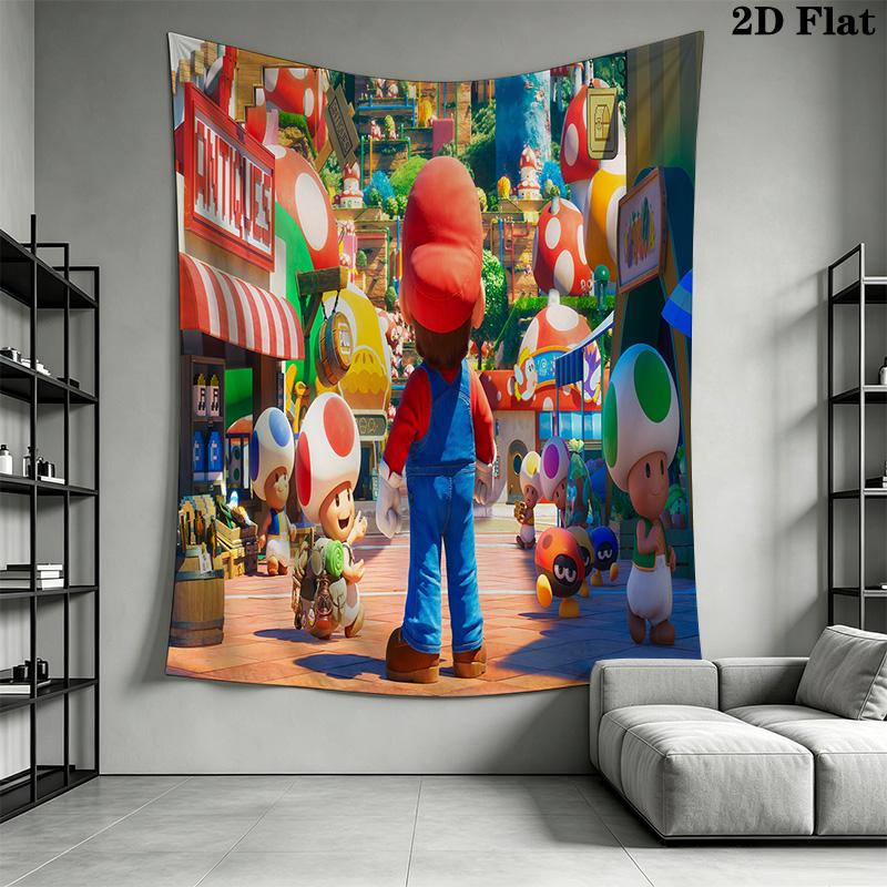 Super Mario Bros Movie Tapestry Tapestry Fashion Print Wallmounted Christmas Gift Home Decor Work Of Art