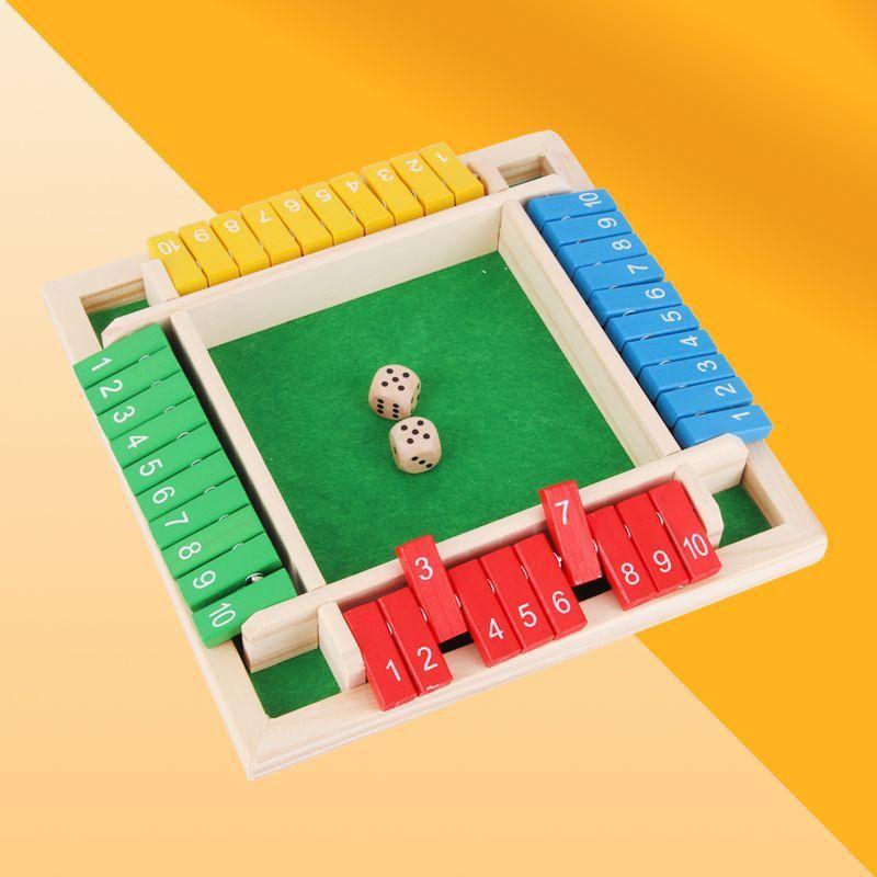 Vierseitiges 10-Zahlen Shut The Box Brettspiel Set Würfel Party Club Trinkspiele Für 4 Spieler Party Zahlen Spiel Brettspiele