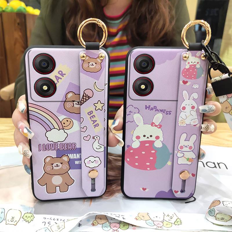 Protective Waterproof Phone Case For ZTE Blade A34 Back Cover Durable Wrist Strap Ring Phone Holder Anti-knock Anti-dust