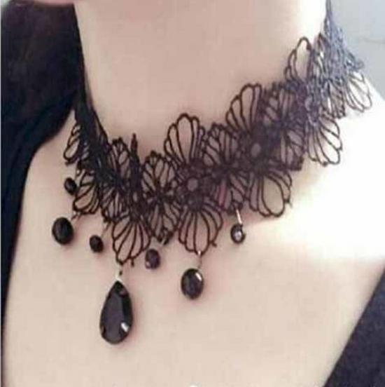 Handmade Black Lace Crystal Clavicle Necklace - European & American Popular Jewelry