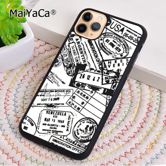 

Retro Post Card Passport Stamps Phone Case For iPhone 17 Air 16 pro max 15 14 plus 12 13 Shell Cover coque iPhone 14pro