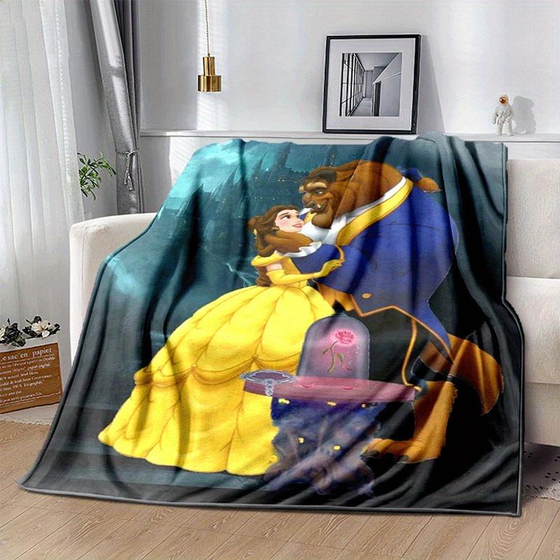 1pc Beauty and The Beast Printing Blanket - Soft, All-Season Throw for Office Blanket, | Personalized Gift with Adorable Cartoon Design