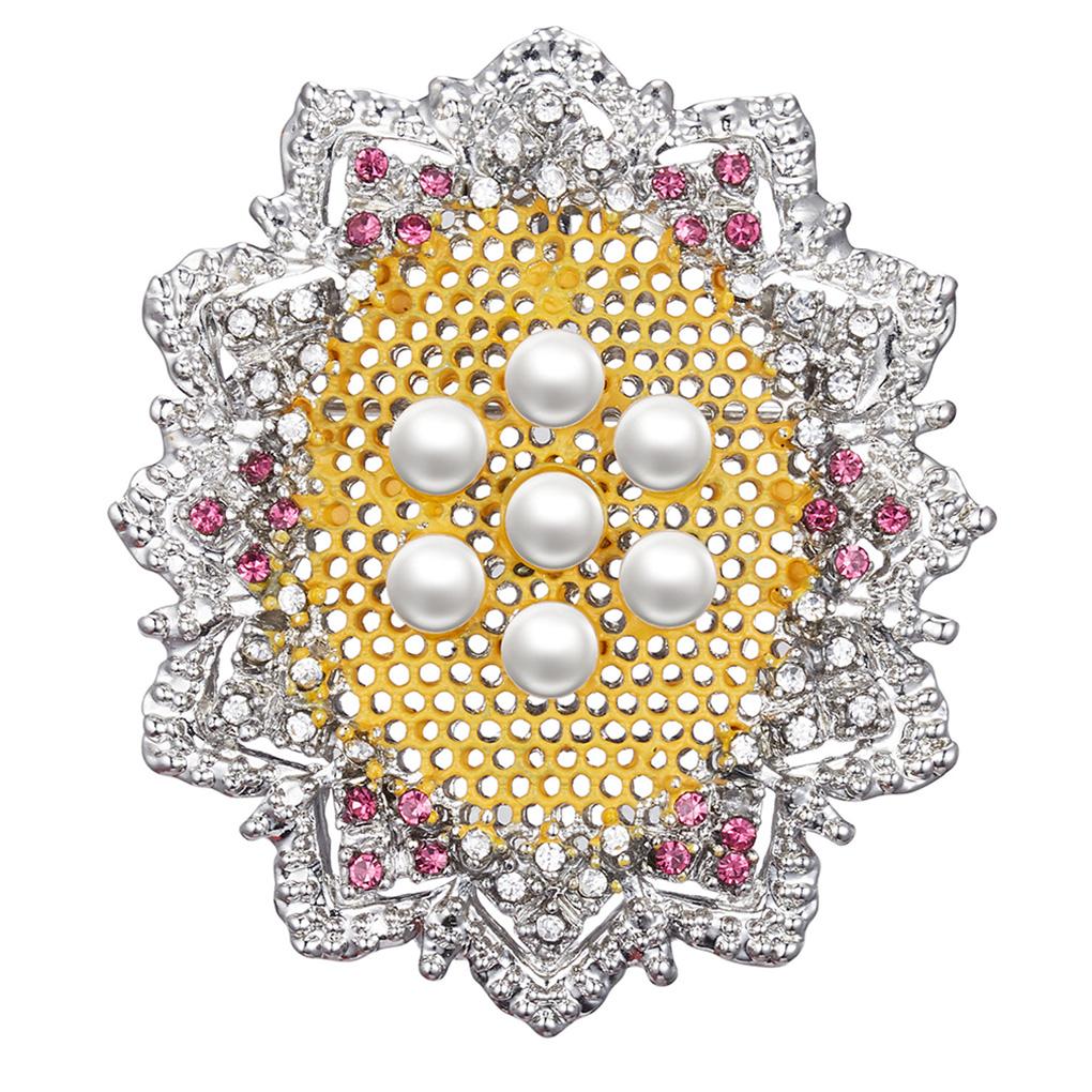 

Брошь в форме цветка с жемчугом и стразами, свадебная, для невесты, значок в виде цветка, круглая, на грудь, ювелирное изделие BC18Y0807-1