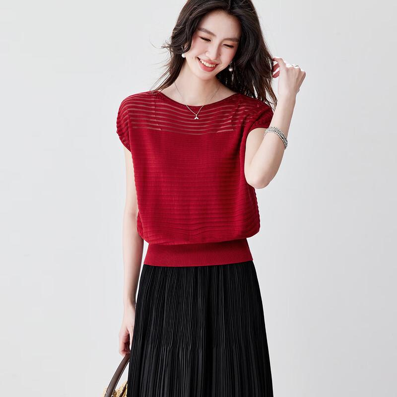 CARBAMMI Women s Short Sleeve Off-Shoulder Knit Top L