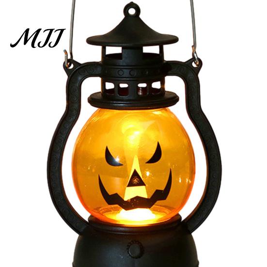 LED Pumpkin Lamp Halloween Lantern with Light,Portable Retro Horse Funny Decoration Faces, Safe Flame-Free for Indoor Outdoor Party Use Jack-O-Lantern