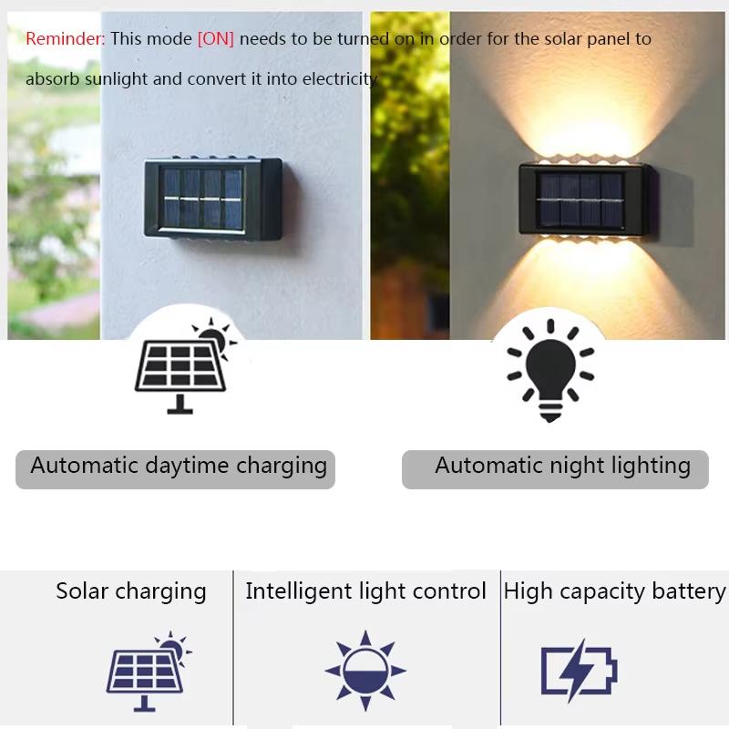 Duvara Monte Edilen Güneş Enerjili LED Işık Su Geçirmez Bahçe Dekoratif Atmosfer Işığı Evden Elektrik Gerektirmeyen
