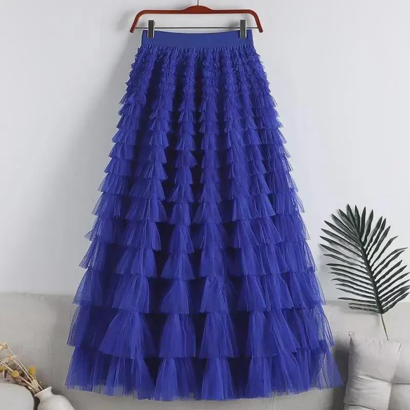 "2023 Spring/Summer Layered Mesh A-Line Skirt for Women"