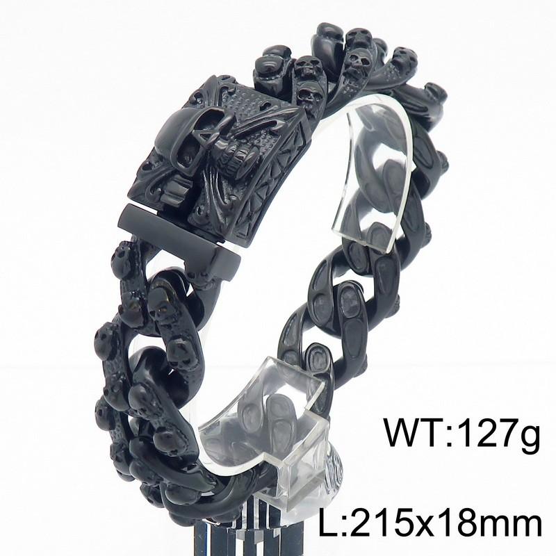 KALEN Punk Style Fine Jewelry Fashion Bracelets Stainless Steel Skull Links Bracelet for Men