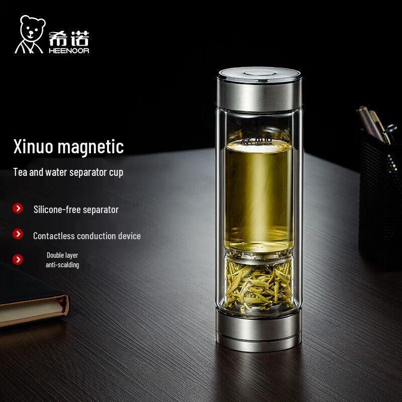 Heenoor Magnetic Double-Layer Tea Infuser Glass Bottle