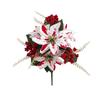 UV-beständiger künstlicher Weihnachtsstern-Strauß Üppige Blätter Realistischer Weihnachtsstern-Beeren-Blumenstrauß Kiefernadeln Farbecht