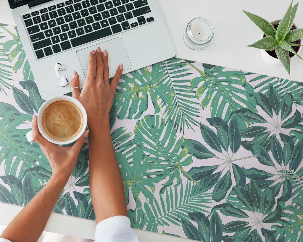 Desk Mat For Graphic Designers And Designers Tropical Leaves 120X60 Cm