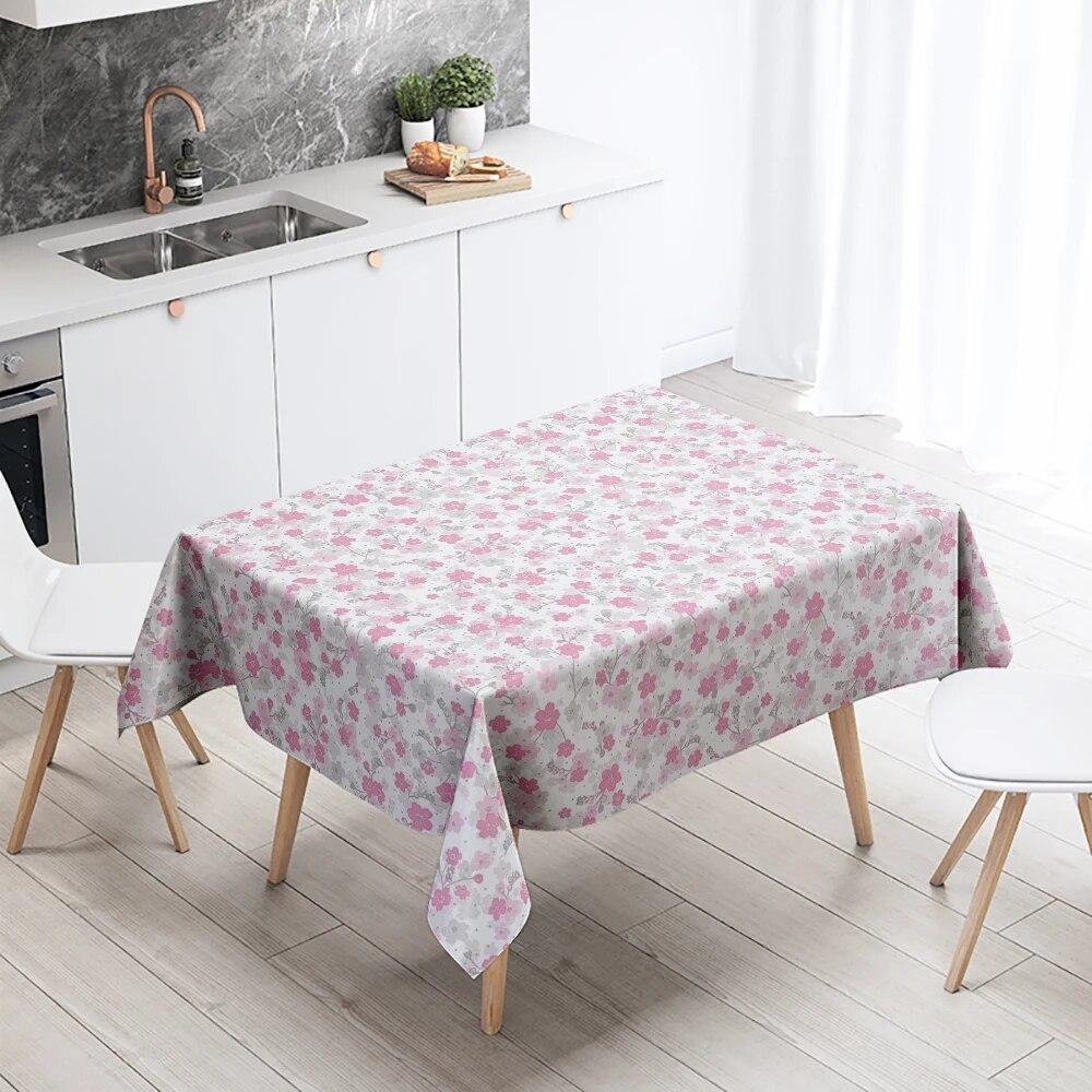 Cartoon Floral Tablecloth Home Decor Anti-Stain Waterproof Table Decoration Rectangular Kitchen Fireplace Countertop