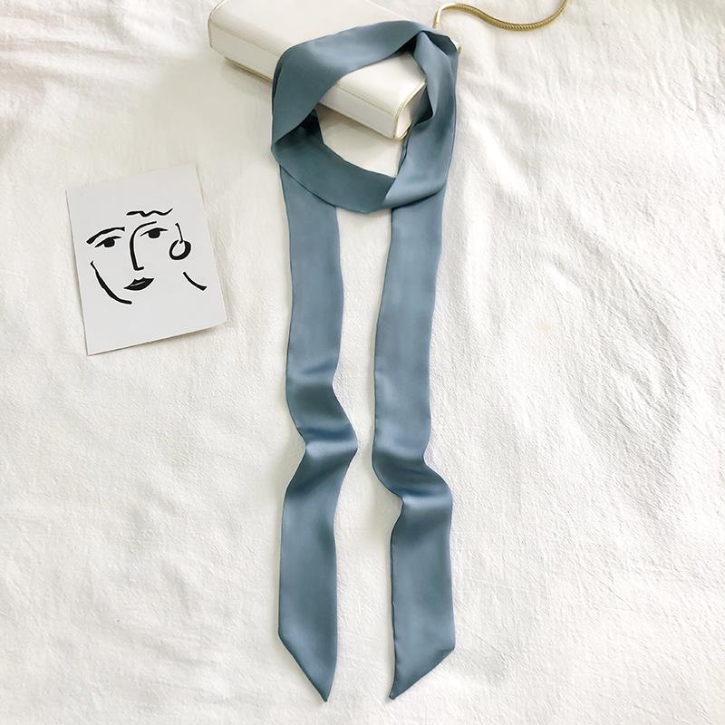 5x200cm Long Skinny Hair Scarf For Women Silky Satin Headband Cute Neckerchief Solid Colors Fashion Bag Scarves For Ladies