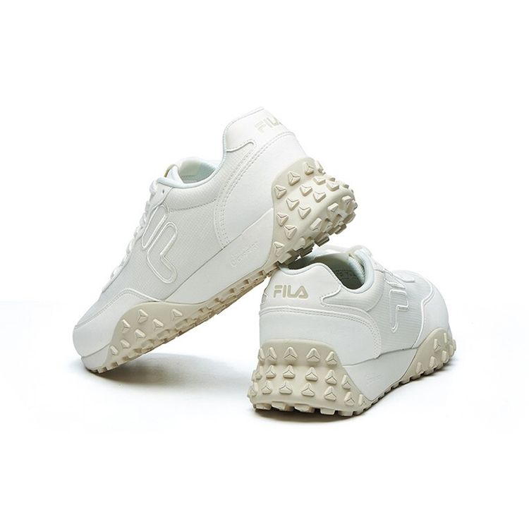 FILA Pacer Fabric Synthetic Leather Retro Round Toe Low Top Casual Shoes Men sneaker Snow-White F12M124154FSW