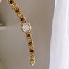 Light Luxury Women's Watches Premium Natural Tiger Eye Stone Bracelet Quartz Wristwatch Roman Numerals Round Dial Ladies' Watch