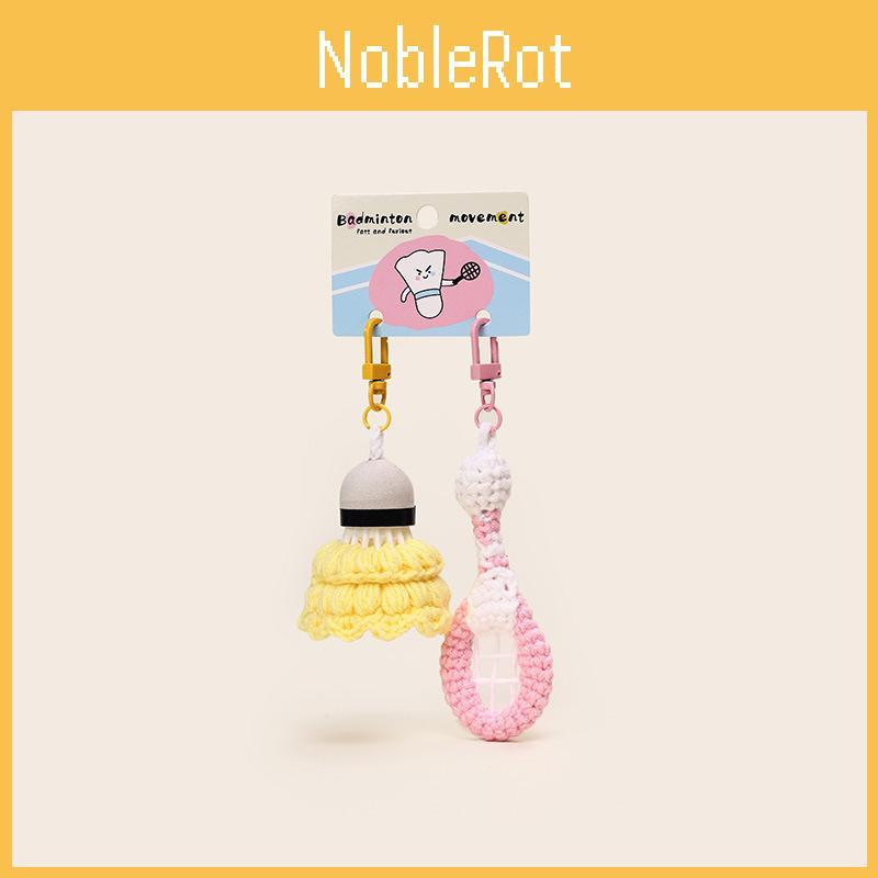 Pendant Badminton Crochet With Racket Keyring In Plush Material For Decor Bag