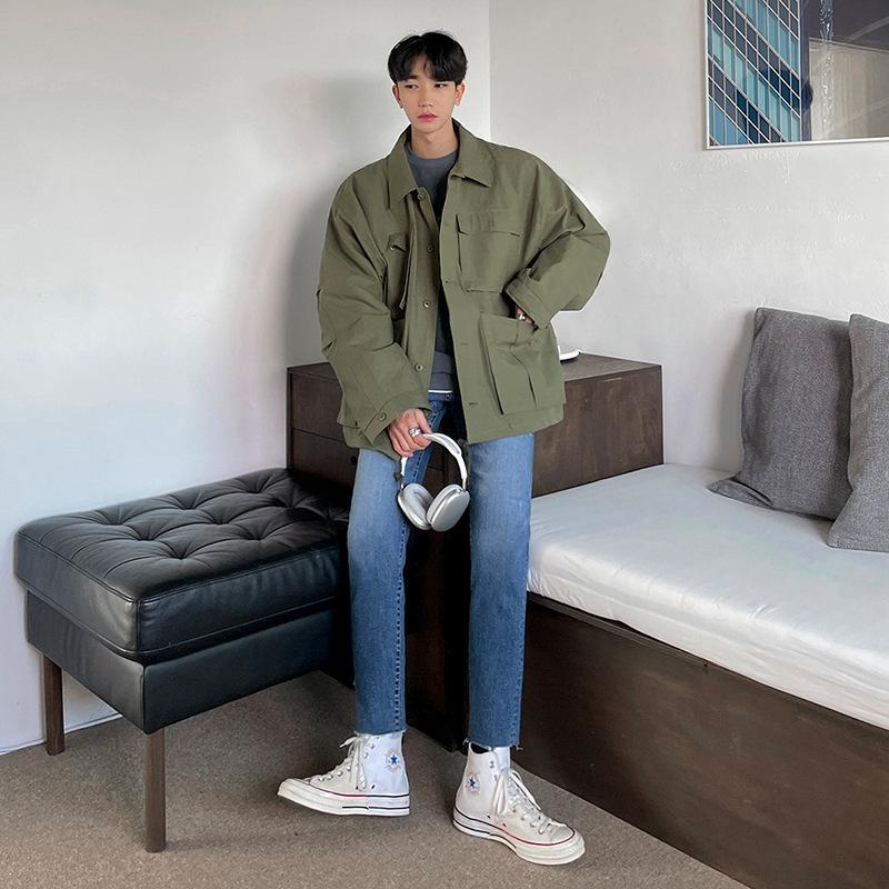 Men's Work Jacket Spring and Autumn New Japanese Style Loose Top Casual Korean Style Lapel Handsome Jacket