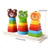 Wooden Rainbow Animal Stacker Gift Fine Motor Skill Sorting & Stacking Toys Geometric Stacker for Boys and Girls Baby Toddlers