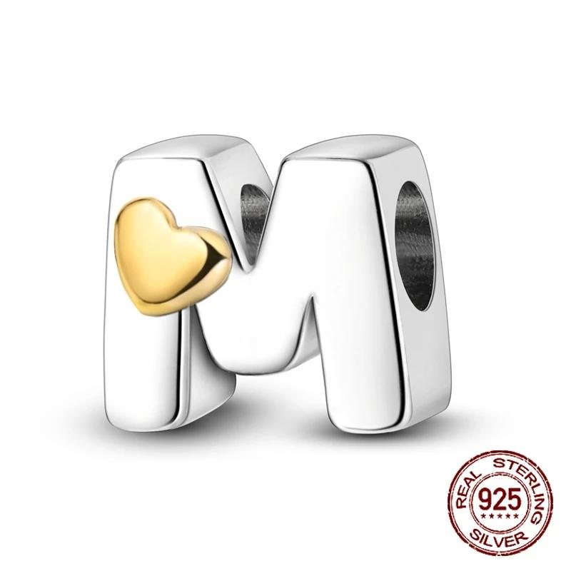 Copper Yellow Love 26 Letters Diy Love Charms Beads Fit 4Mm Hole Diameter Bracelets Fine Birthday Jewelry Gift