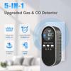 5-in-1 Gas & CO Detector with Digital Display | Plug-in + 9V Battery Backup Carbon Monoxide Detectors| Adjustable Brightness & Alarm Volume | Home,