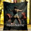 Custom Name Tomb Raider Theme Printed Blanket - Perfect for Couch, Bed, Travel & Outdoor Use | Machine Washable, Cozy & Durable.