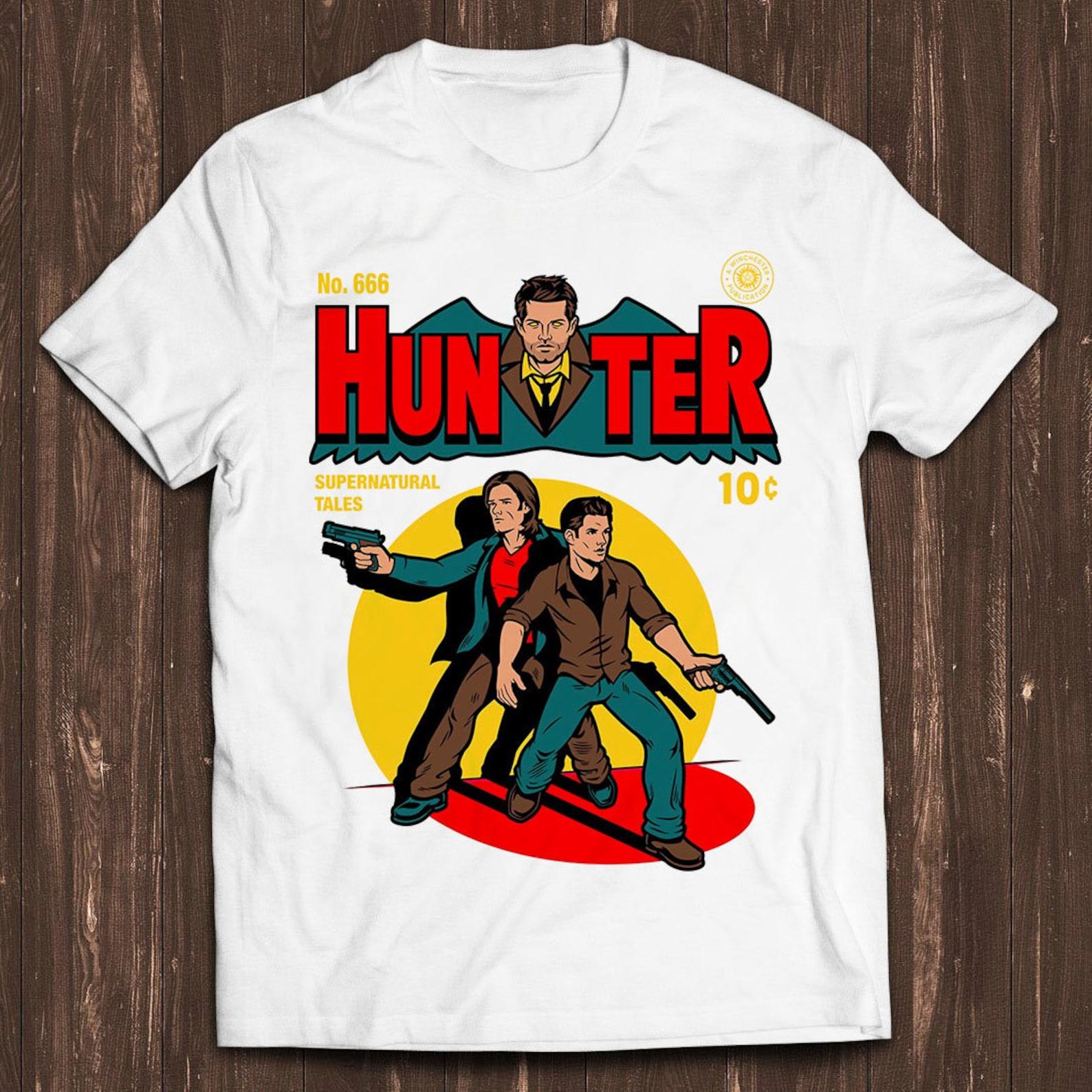Hunter Comic Cool Cartoon Supernatural 10c Vintage Parody Classic Retro Film Gamer Meme Movie Music Cool Gift Tee T Shirt C156 M