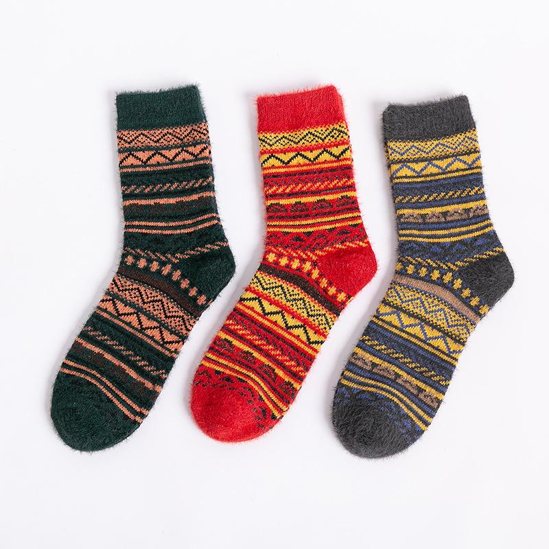 3 Pairs of New Female Winter Faux Ferret Thick Warm Rabbit Wool Tube Socks