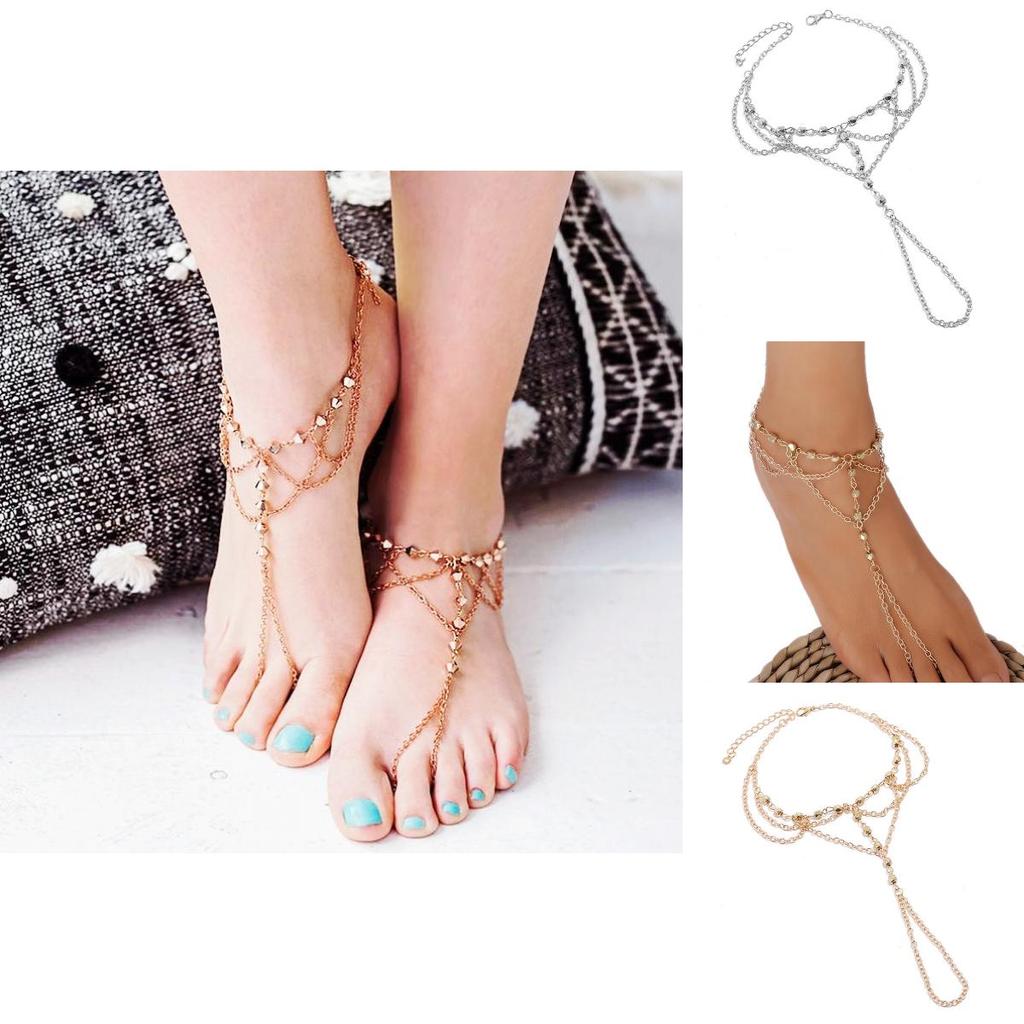 Stylish Womens Foot Chain With Geometric Design And Tassels For Summer Vacation Accessory