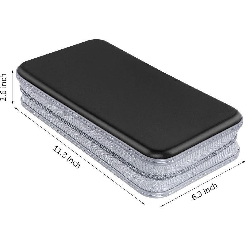 CD Case, DVD Case Holder 96 Capacity Hard Plastic CD DVD Disc Cases Storage Binder Wallet For Car Home Office Travel (Black)