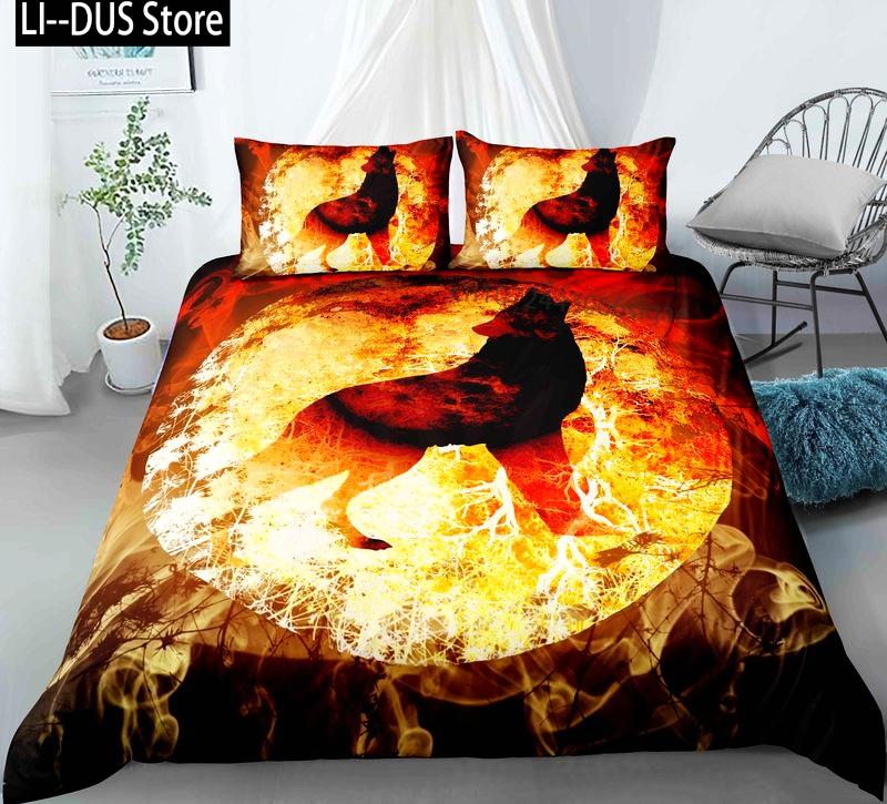

New Wolf Bedding Set Single Twin Full Queen King Size Animal Bloodthirsty Wolf Bed Set Aldult Kid Bedroom Duvetcover Sets 3D 037 EU Single(135*200cm)3pcs